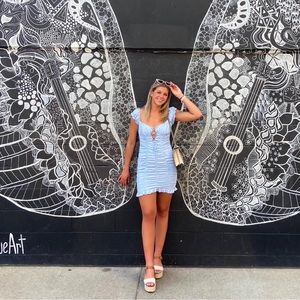 Sundae Muse Sonia Mini Dress - Light Blue AU Size 10/ XS/S